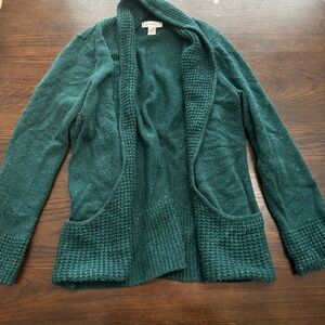 CJ Banks Plus Size Green Teal Open Front Cardigan Sweater size 1X EUC
